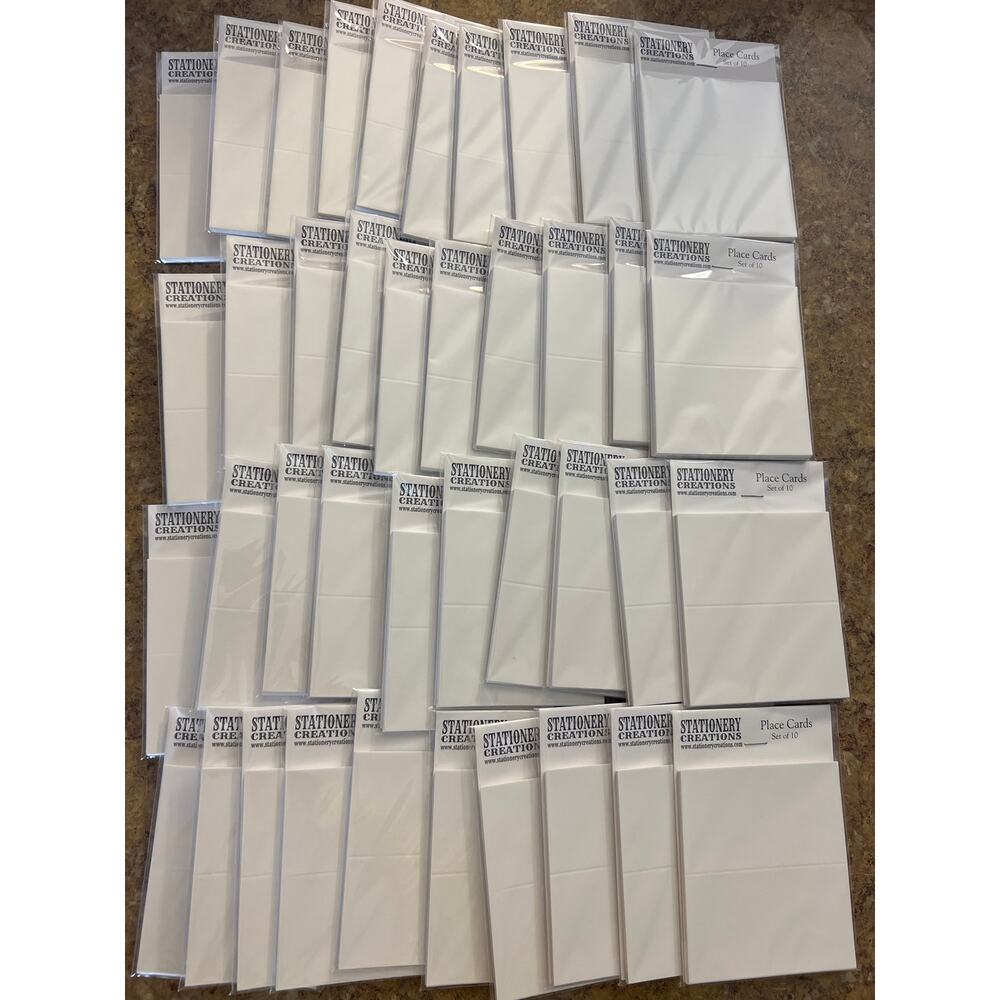 White Gloss Tent Style Table Place Cards for Wedding Set of 400